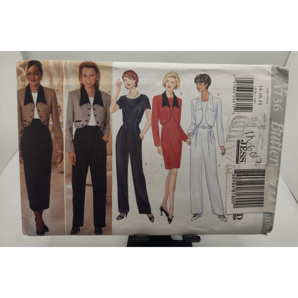 New Sewing Pattern Butterick 4736 Classics Dress Jacket Pantsuit Sizes 14 16 18